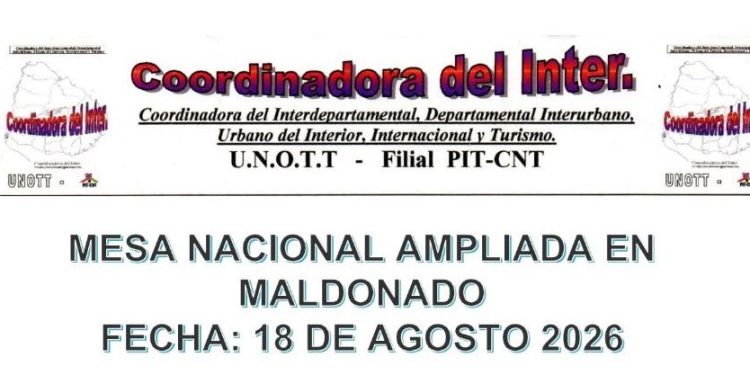 La Coordinadora del Inter convoca a una Mesa Nacional Ampliada sobre transporte en Maldonado