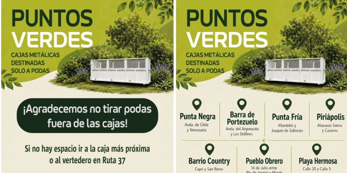 Piriápolis reubica los Puntos Verdes para residuos de poda