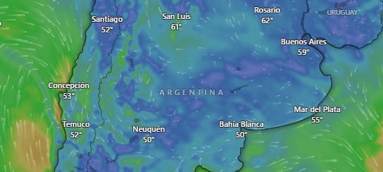 Alerta amarilla en Argentina: vientos fuertes y frío extremo para este sábado