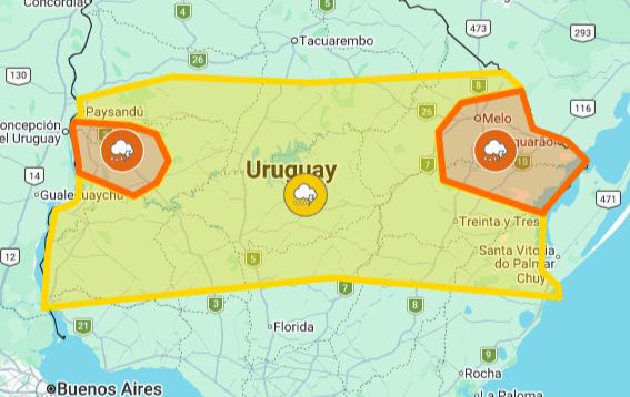 Inumet actualizó las alertas por tormentas y cesó la advertencia para Maldonado
