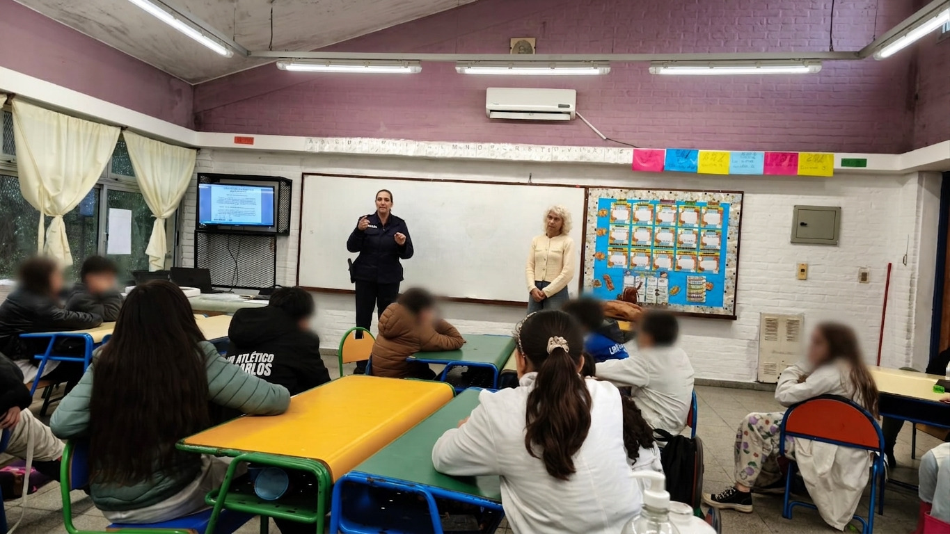 Alumnos de la Escuela Nº 10 de San Carlos recibieron charla sobre seguridad