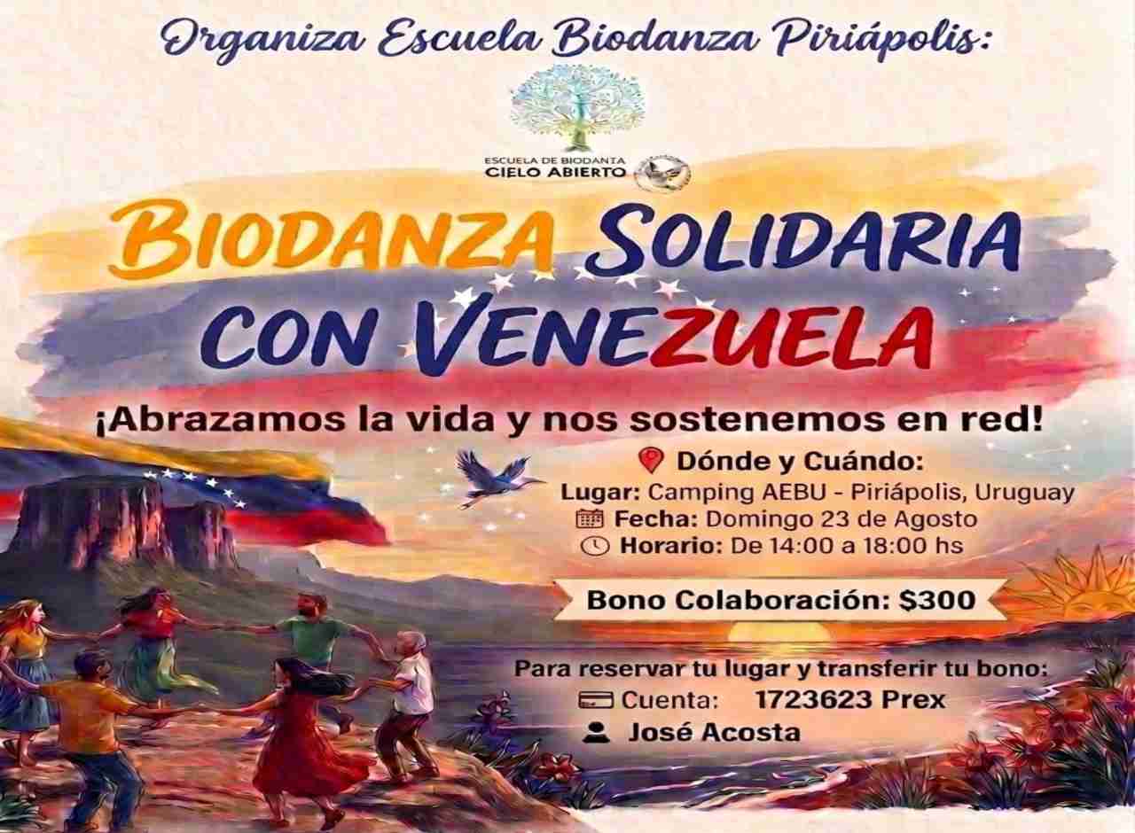 Escuela Biodanza Piriápolis organiza jornada solidaria este domingo en apoyo a Venezuela